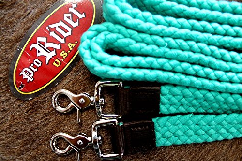PRORIDER Horse Roping Western Barrel Racing Cotton Reins Braided Rein Turquoise Blk 60768