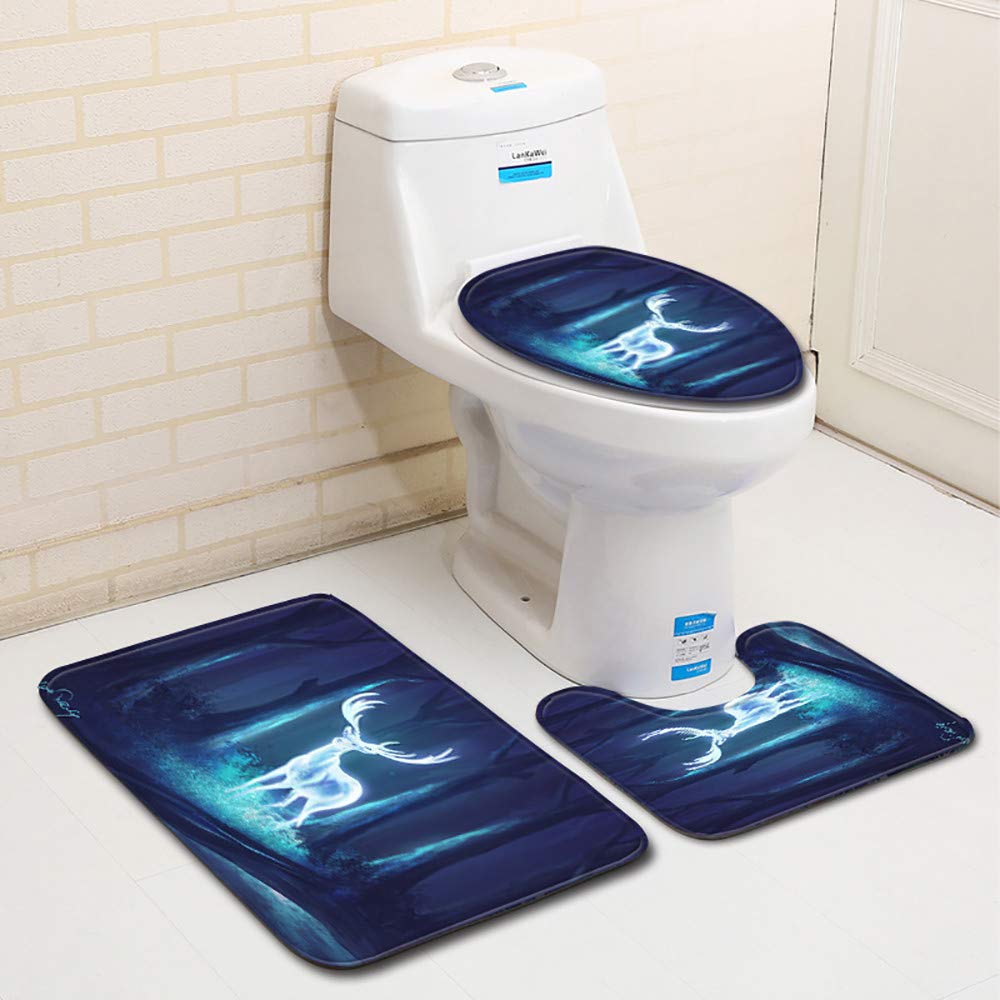 3 Stuck Aurora Hirsch Rutschfeste Stander Badematten Set Fantasie Teppich Badgarnitur Badematten Set Badvorleger Badteppich I Wc Vorleger Badematte Rutschfest Waschbar Duschvorleger Suppen