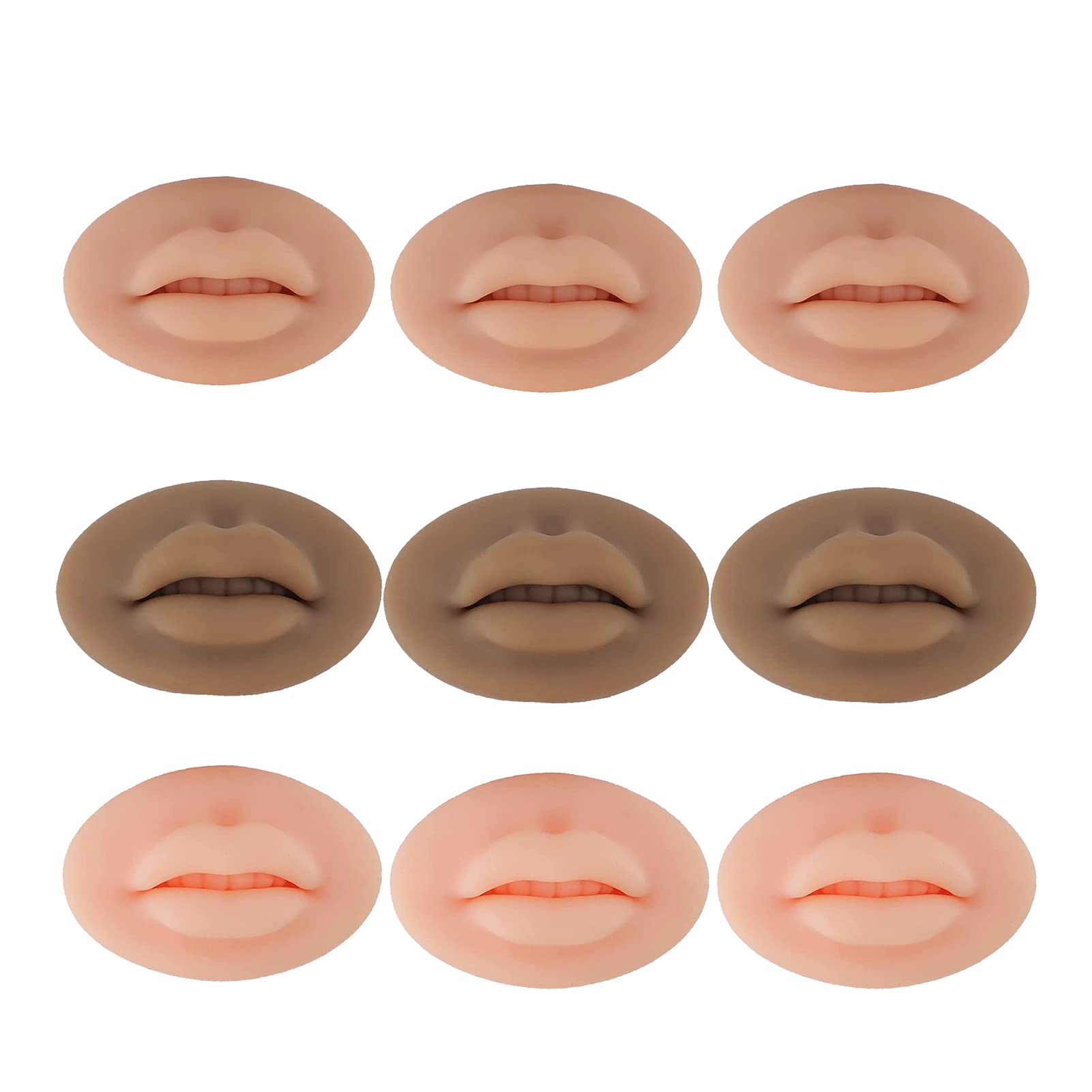 9Pcs 3D Silicone Fake Lips for Makeup Practice, Soft Silicone Lips Tattoo Practice Skins Training for Permanent Makeup — image 1