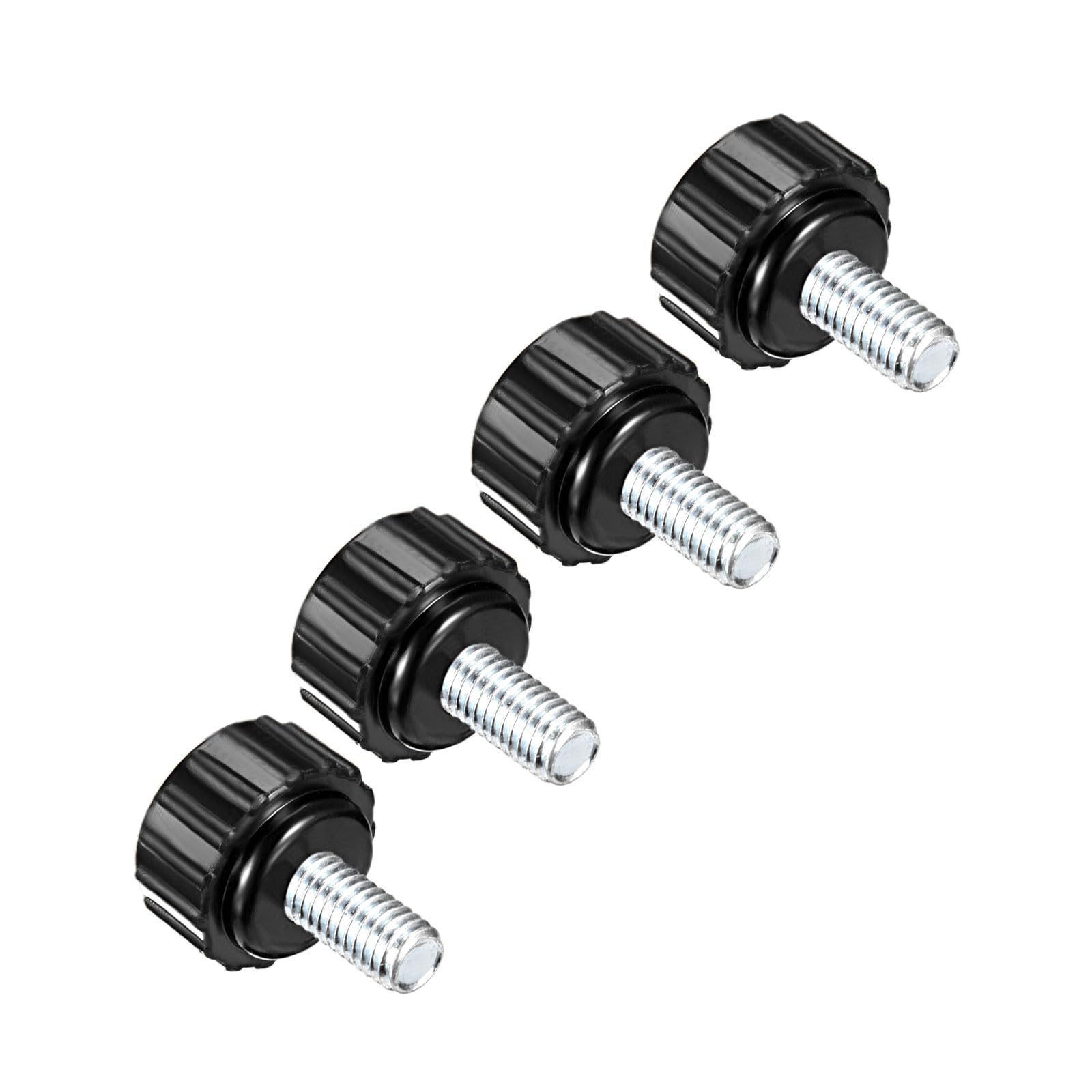 CoCud Knurled Clamping Knobs, M5 x 10mm Male Thread 16mm Head, Thermoset Plastic Thumb Screw Grip Bolt Knobs Black - (Applications: for Lathe Machinery), 4-Pieces