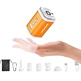 Portable Electric Mini Air Pump for Inflatables 2400mAh Rechargeable-Camping (SOS) Light,5 Universal Nozzles,Carabiner Clip-Fast Inflate/Deflate Pool Float/Air Mattress Bed/Vacuum Bag Home Storage