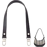 WADORN Cowhide Handbag Handle, 21.2 Inch Short Leather Bag Handle Strap Replacement Genuine Leather Purse Handle Tote Bag Top Handle with Swivel Clasps for DIY Bag Purse Making Accessories, Black