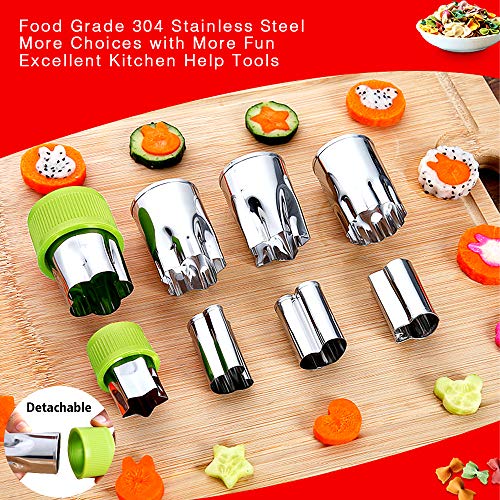 Fruit Vegetable Cutter Shapes Set, Mini Pie and Cookie Stamps Mold(8 pcs) with Melon Baller Scoop ï¼† Carving Knife, Stainless Steel, DIY Fun Food Decorating Tools Baking Craft Supplier for Kitchen