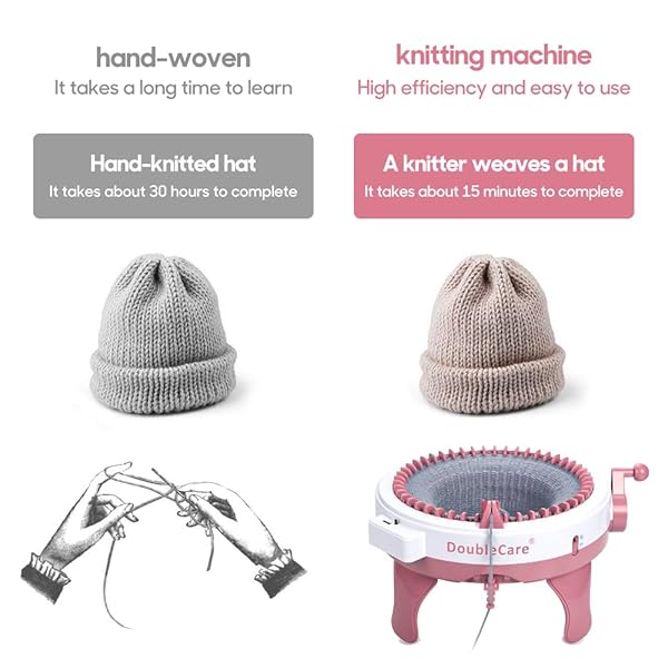 KNITTING MACHINE 48 NEEDLES,SMART LOOM KNITTING MACHINE WITH ROW COUNTER,KNITTING BOARD ROTATING DOUBLE KNIT LOOM MACHINE FOR 𝐀𝐝𝐮𝐥𝐭𝐬 GIFT,DIY KNIT SCARF HAT SOCK(WITH WOOL)
