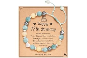 HGDEER 5-21 Year Old Birthday Gifts for Girls and Her, Meaningful Nature Stone Bracelet with Message Card for Daughter Granddaughter Niece Sister Friend