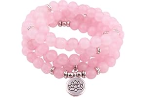 GVUSMIL 8mm 108 Mala Beads Wrap Bracelet Necklace for Yoga Charm Bracelet Natural Gemstone Jewelry for Women Men