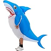 Inflatable Shark Costume Kids Girls Boys, Blow Up Baby Daddy Shark Costume Child, Inflatable Halloween Oufit Children, Blue