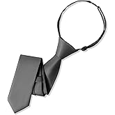 UETLRO Boys Black Tie Pre-tied Adjustable Kids Solid Color Necktie for Age 8-12 Years with Gift Box