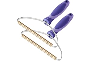 ELEMSY Pet Hair Remover, Dog Cat Hair Remover, Lint Cleaner Pro, Fur Removal Tool, Portable Carpet Scraper, Fuzz Rollers Hairball Shaver for Carpets, Car Mat, Couch, Pet Bed, Furniture & Rug (Purple, 2-Pack)
