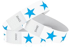 500 WristCo Blue Stars Tyvek Wristbands for Events - Comfortable Tear Resistant Paper Bracelets ID Wrist Bands for Concerts Festivals Admission Party Identification Tours