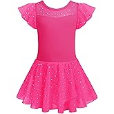 Zaclotre Girls Ballet Leotards Ruffle Sleeve Sparkle Dance Leotard Toddler Ballerina Dress Outfits