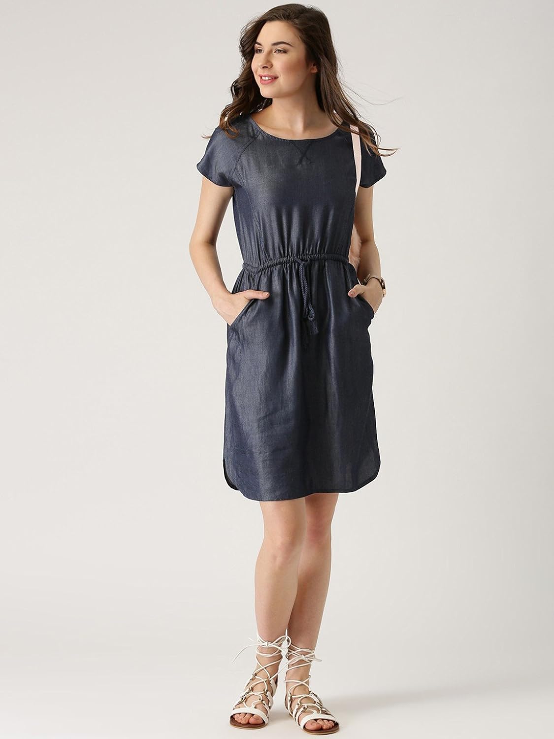 marie claire women's a-line dress (mc312a--s, blue, small)