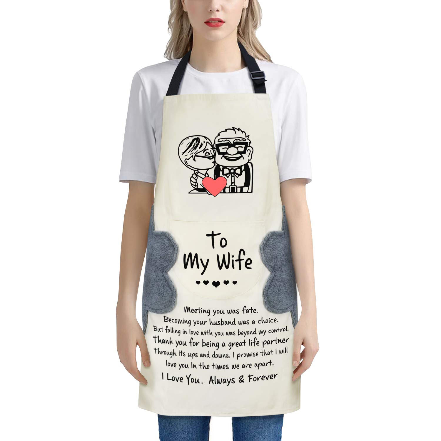 Kenon Custom Apron with Pocket, can Wipe Hands, Personalised Kitchen Aprons Adjustable Apron Waterproof Cooking Kitchen Chef Aprons, Cooking Apron, for Home, Restaurant, Craft, Garden