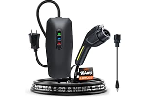 Level 1&2 EV Charger 2026 Upgraded 16A 3.5KW - 20FT Cable & Dual NEMA Adapter (5-15/6-20) - 110V-240V Portable Electric Car C