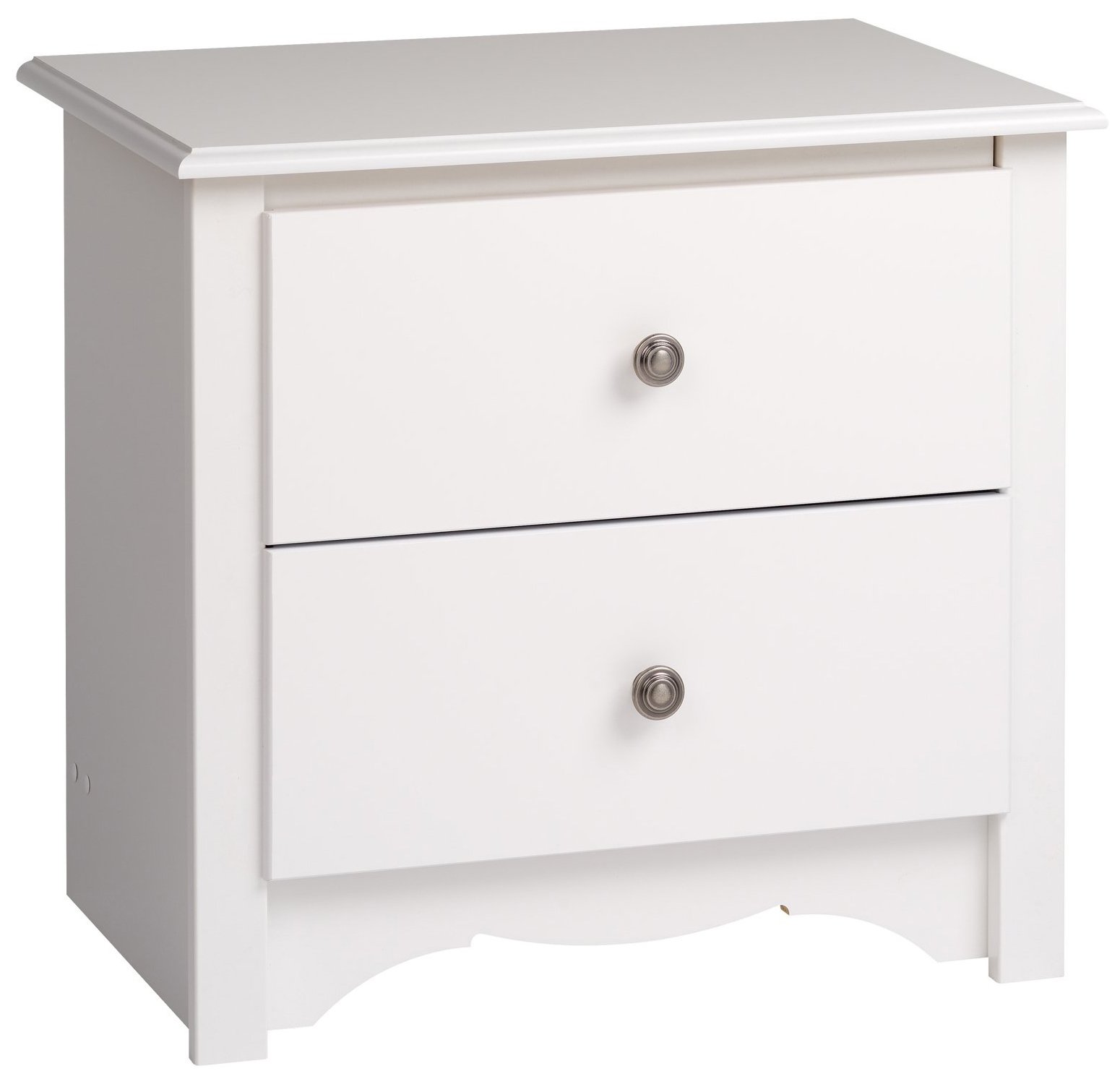 Prepac Monterey 2 Drawer Nightstand, Regular, White