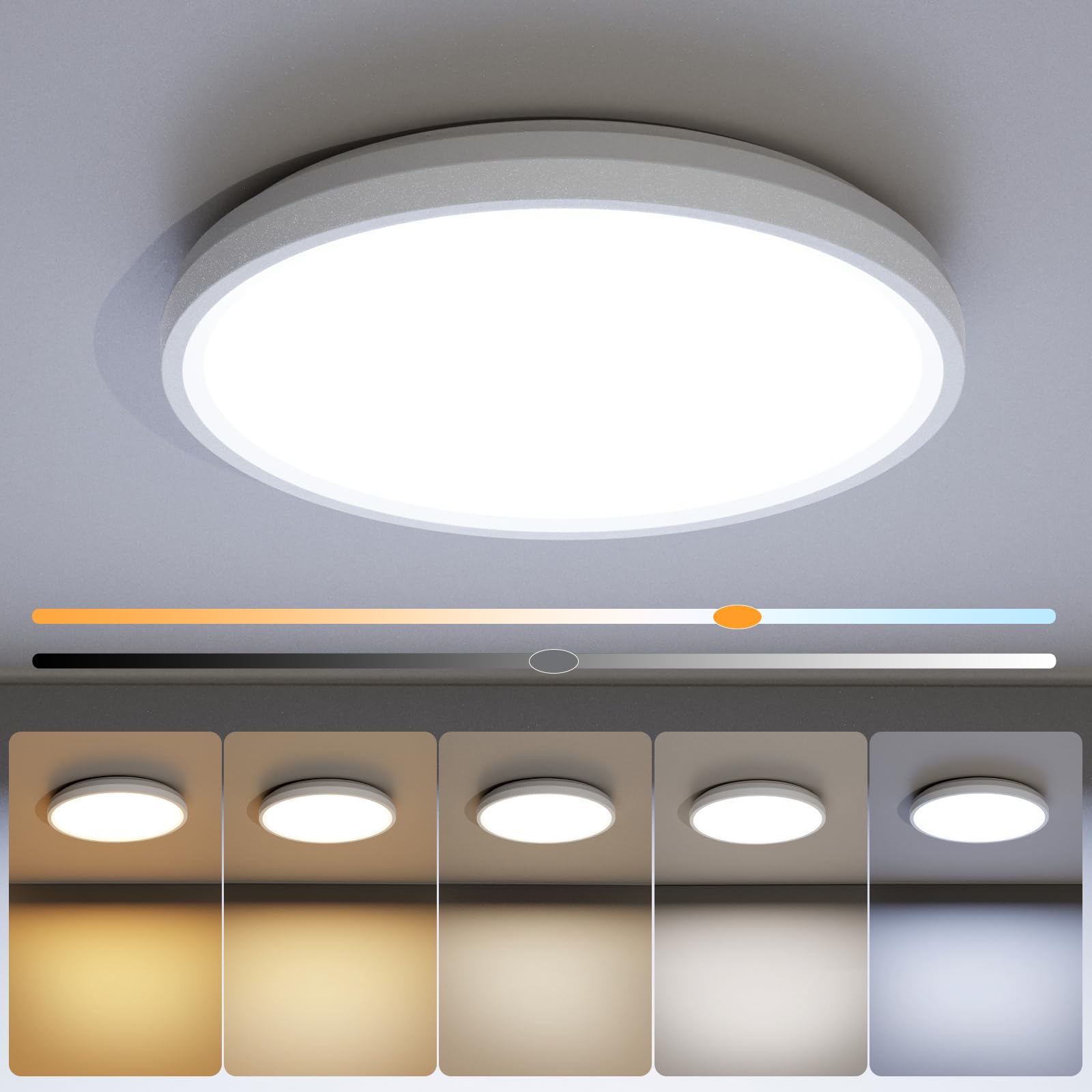 Photo 1 of NIORSUN 7 Inch LED Ceiling Lights,Dimmable 5CCT Lighting Options Flush Mount Ceiling Light,15W Bathroom Ceiling Lights,Flat Ceiling Light,Low Profile Light Fixture for Hallway Bedroom,1 Pack…