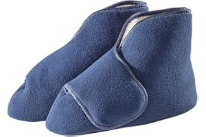 SILVERT'S ADAPTIVE CLOTHING & FOOTWEAR Silvert's Men’s & Women’s Extra Wide - Soft Fleece Diabetic Bootie Slippers for Seniors