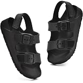 Naxbewu Toddler Sandals Dual-sized Adjustable Buckle Boys &amp; Girls | Non-Slip Easy On/Off,EVA Flat Open Toe Lightweight Summer Sandals &ndash; Perfect for Beach, Pool or Playground, Toddler Little Kid
