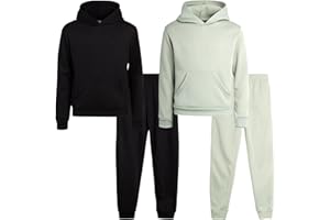 Real Love Girls' Active Sweatsuit - 4 Piece Fleece Pullover Hoodie and Sweatpants - Jogger Pants Set for Girls (7-16)