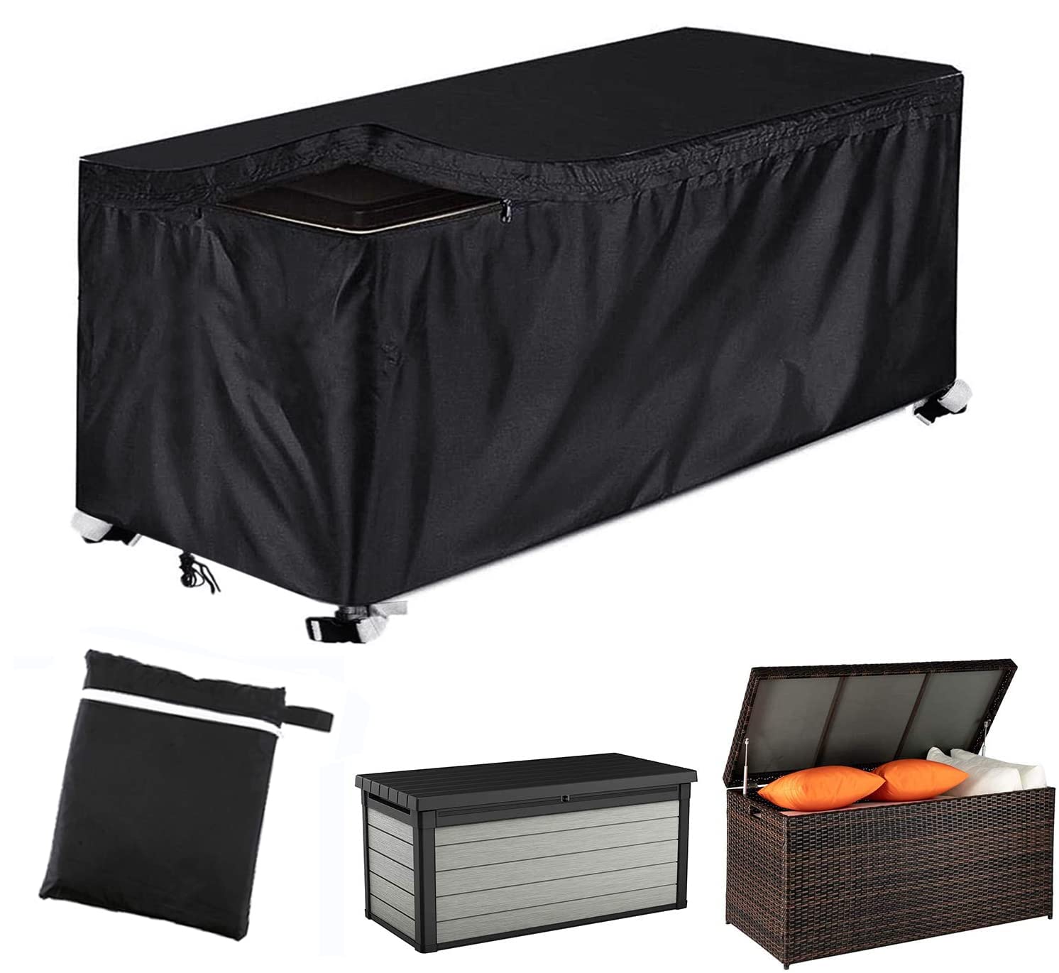 Patio Cover Rectangle Outdoor Patio Cover with Zipper UCARE Waterproof 420D Oxford 420D Oxford 420D Patio Cover Rectangle UV Protection Cover (Black, M:130x60x71cm)