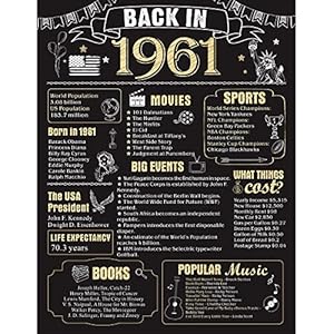 62th Birthday Decorations for Men Women 62th Birthday Gift for Him Back in 1962 Poster Decor Black and Gold 11 x 14 inch…