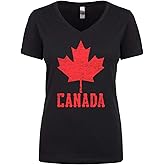 Women's Canadian Flag Canada Maple Leaf Juniors V-Neck T-Shirt