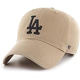 47 Brand MLB Khaki Primary Logo Clean Up Adjustable Strap Baseball Dad Hat Cap, Adult One Size Fits All