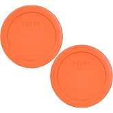Pyrex 7200-PC 2-Cup Orange Food Storage Lids (2-Pack) - Made in USA | BPA-Free Plastic | Snug Fit | Top-Rack Dishwasher Safe | Refrigerator &amp; Freezer Safe | Helps Maintain Freshness