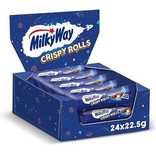 MILKY WAY Crispy Rolls, Milk Chocolate, Biscuit Snack bar, Single 22.5 g (1 x 24 Bars)