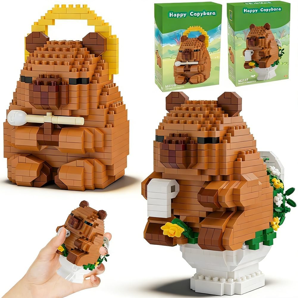 Capybara Mini Building Blocks, Capybara Building Set,Animal Block Micro Building Blocks,Gifts for Women or Men, Home Decoration - A