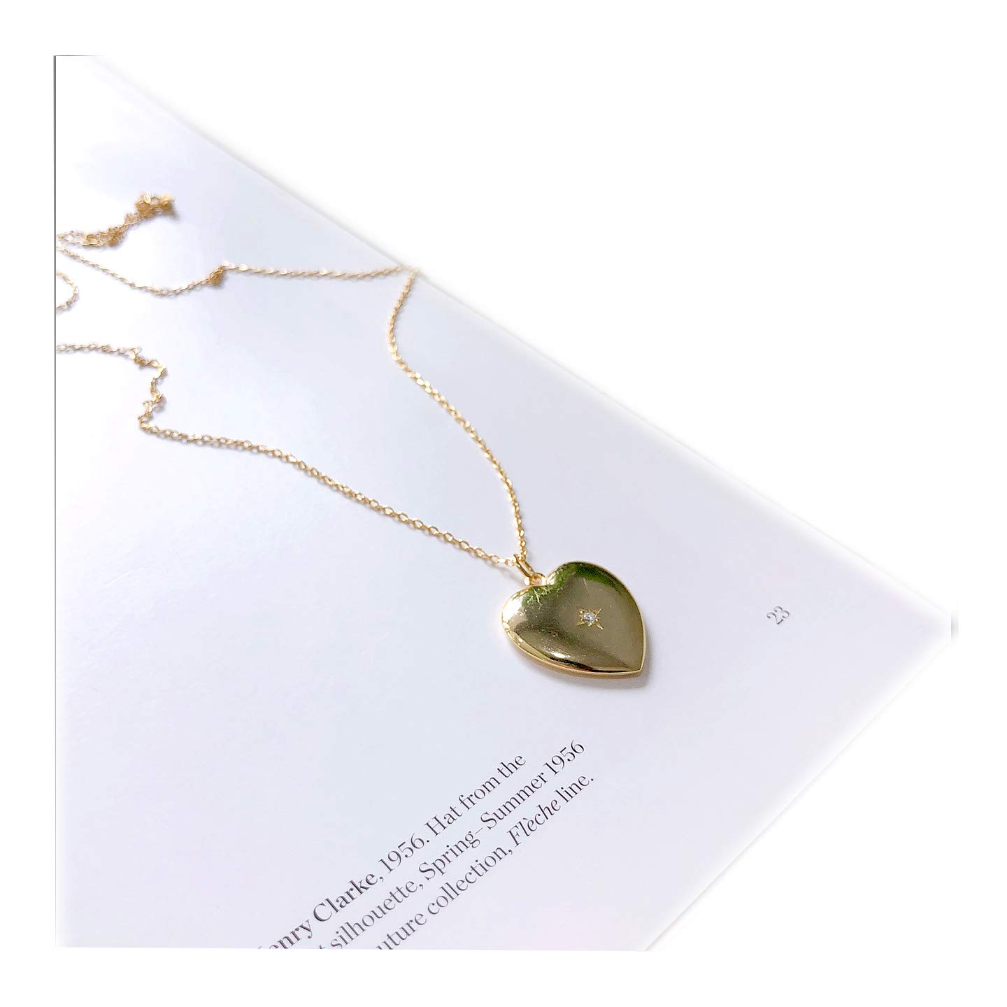 18K Gold Heart Shaped thin Necklace 925 Sterling Silver Heart Pendant Charm Necklace Gift for women, her, wife, girlfriend, sister birthday (Gold)