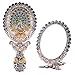Nerien Vintage Hand Mirror, Vanity Makeup Mirror, Travel Foldable Peacock Antique Handheld Mirror, Portable Adjustable Embossed Handle Mirror, Decorative Oval Metal Beauty Cosmetic Mirror, Copper-3