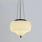 FCTWAKS Large Milk Glass Pendant Light, 14" Mid Century Modern Schoolhouse Ceiling Light Fixture, Vintage Chandelier for Bedr