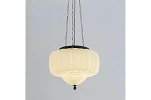 FCTWAKS Large Milk Glass Pendant Light, 14" Mid Century Modern Schoolhouse Ceiling Light Fixture, Vintage Chandelier for Bedroom, Dining Room, Hallway, Kitchen Island, Bulb Included, White