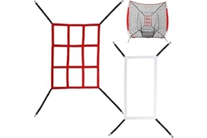 QOOWFEANIG 2Pcs Baseball Pitching Net Set,Softball Pitching Target Practice Throwing Nets,Portable Hitting Trainer for Improv