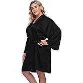 Women's Plus Size Satin Kimono Robes Short Silk Bathrobe Bridesmaid Wedding Party Nightgown Sleepwear