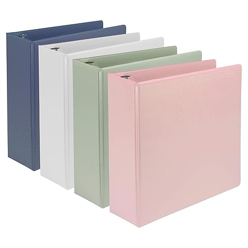 Samsill Plant-Based 3 Inch Durable D-Ring, Made in USA, View Binder, Eco-Friendly, USDA Certified Biobased, 4 Pack, Boho Assortment