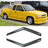 Window Visors fit 94-04 Chevy S10&amp;Sonoma,95-05 S10 Blazer&amp;S15 Jimmy 92127 | 2pcs front Outside Mount Tape-on Shatterproof Rain Guards Dark Smoke Window Deflector Shades for 96-00 Isuzu Hombre