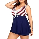 Yonique Two Piece Plus Size Tankini Swimsuits for Women Flowy Bathing Suits with Shorts Tummy Control Swimwear