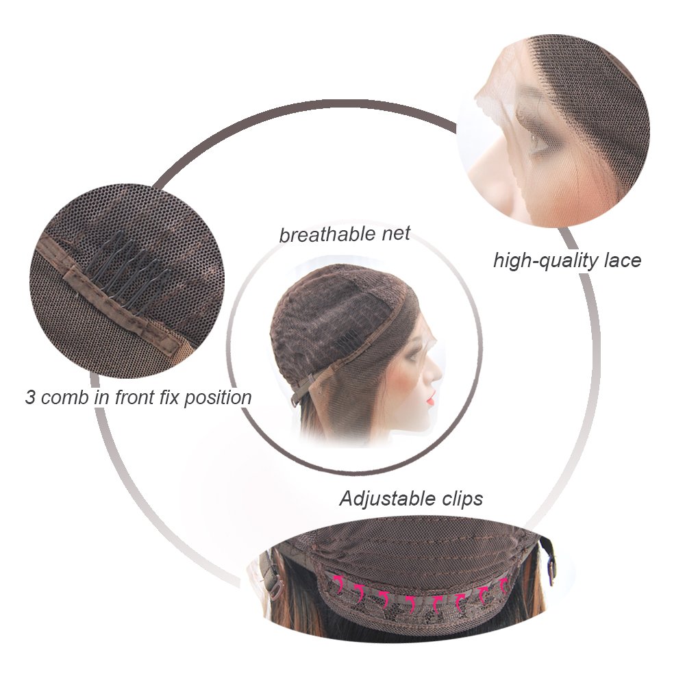 eNilecor Blonde Wig, Lace Front Wigs Straight Bob Wigs Medium Long Shoulder Length Synthetic Hair Replacement Wig Ombre 2 Tone for Women (14\