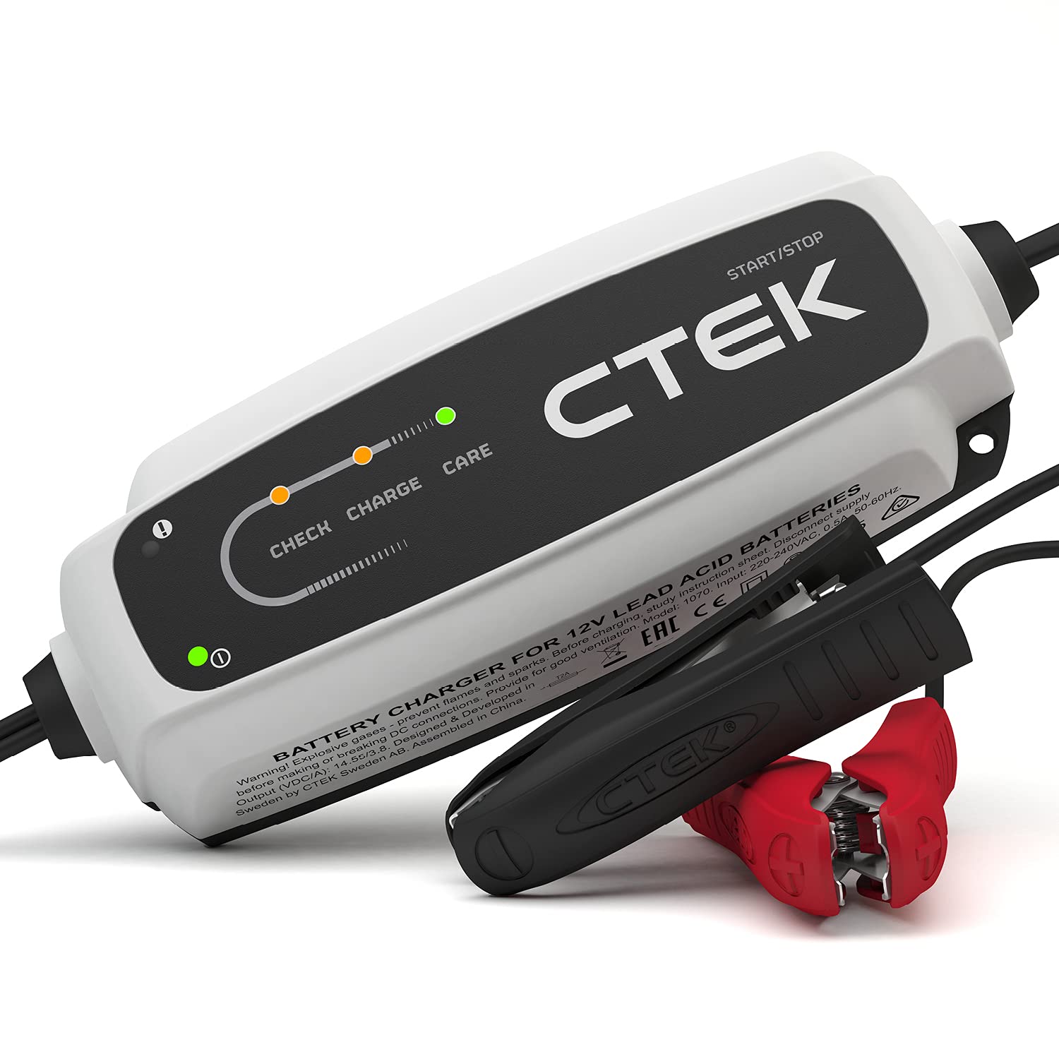 CTEK 40-106 CT5 Start/Stop, Battery Charger 12 V, Trickle Charger, Intelligent Charger, Car Battery, Charger, Battery Care with Desulphation Program and Start/Stop Technology, White/Black