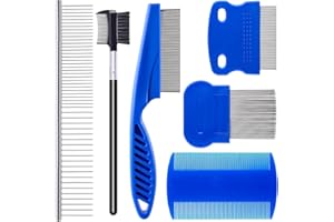 6 Different Kinds of Pet Dog Cat Flea Comb Remover Combs,Stainless Steel Pet Flea Comb for Effectively Clean And Remove Tangl