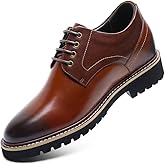 CHAMARIPA Men's Height Increase Shoes - Built-in Custom Lift Insole - Breathable Calfskin for All-Day Wear - Business Casual & Formal Derby Elevator Shoes - Height Increasing 3.15 Inches