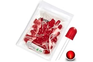 Chanzon 50 pcs 10mm Red Diffused LED Diode Lights (Colored Lens Round DC 2V 20mA) Lighting Bulb Lamps Electronics Components Indicator Light Emitting Diodes