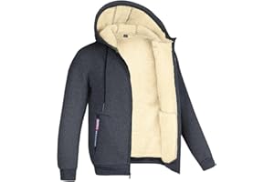 Kolongvangie Men's Fleece Jackets Sherpa Lined Sweatshirt Zip Up Hoodie Warm Coat Brushed Winter Jacket