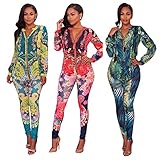 Women's Casual Floral Long Sleeve Top Bodycon Stretch High Waist Pants 2 Pieces Outfit Jumpsuit