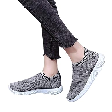 Mymyguoe Damen Atmungsaktiv Running Turnschuhe weich Sohle Slip-On Sportschuhe Damen Mode Schlüpfen Gemütlich Einzelne Schuhe