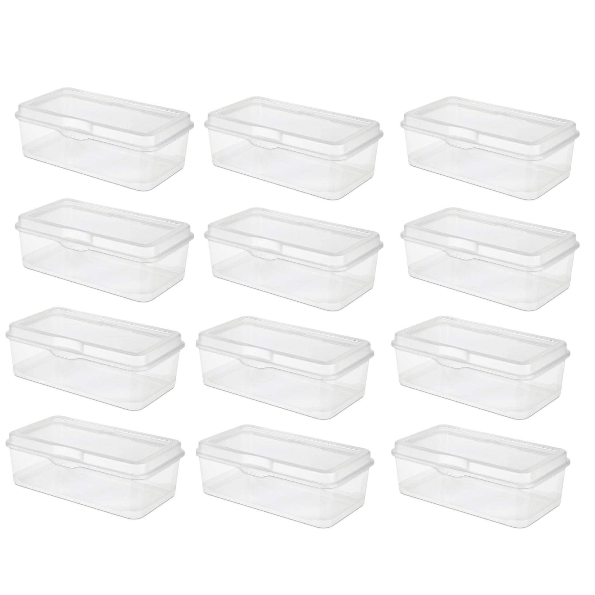 Sterilite Flip Top Plastic Shoe Boxes Containers Attached Hinged Lids