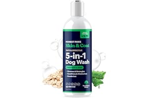 Honest Paws Dog Shampoo and Conditioner - Premium Dog Wash for Allergies and Dry, Itchy, Moisturizing for Sensitive Skin - Sulfate Free, Plant Based, All Natural - Oatmeal & Aloe -16 Fl Oz