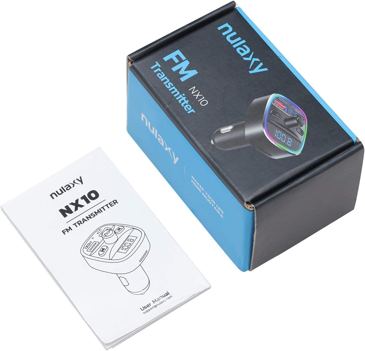 Nulaxy Bluetooth FM Transmitter for Car, QC3.0 & 7 Colors LED Backlit Car Radio Bluetooth Adapter Music Player Hands Free Car Kit with SD Card Slot, Supports USB Flash Drive - NX10 (Black): Electronics